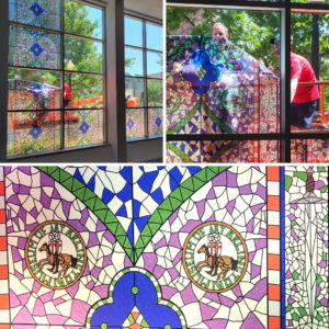 stained glass window install